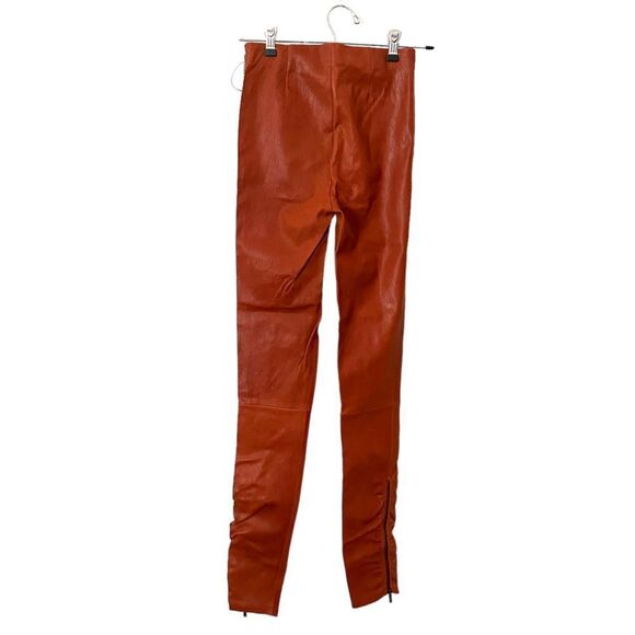 JASON WU GREY Leather Skinny Pants in Terracotta NWOT Sz 2 - Picture 4 of 5